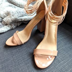 NEW Patent Nude layered ankle strap sandals